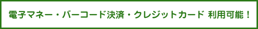 電子マネー・バーコード決済・クレジットカード 利用可能！